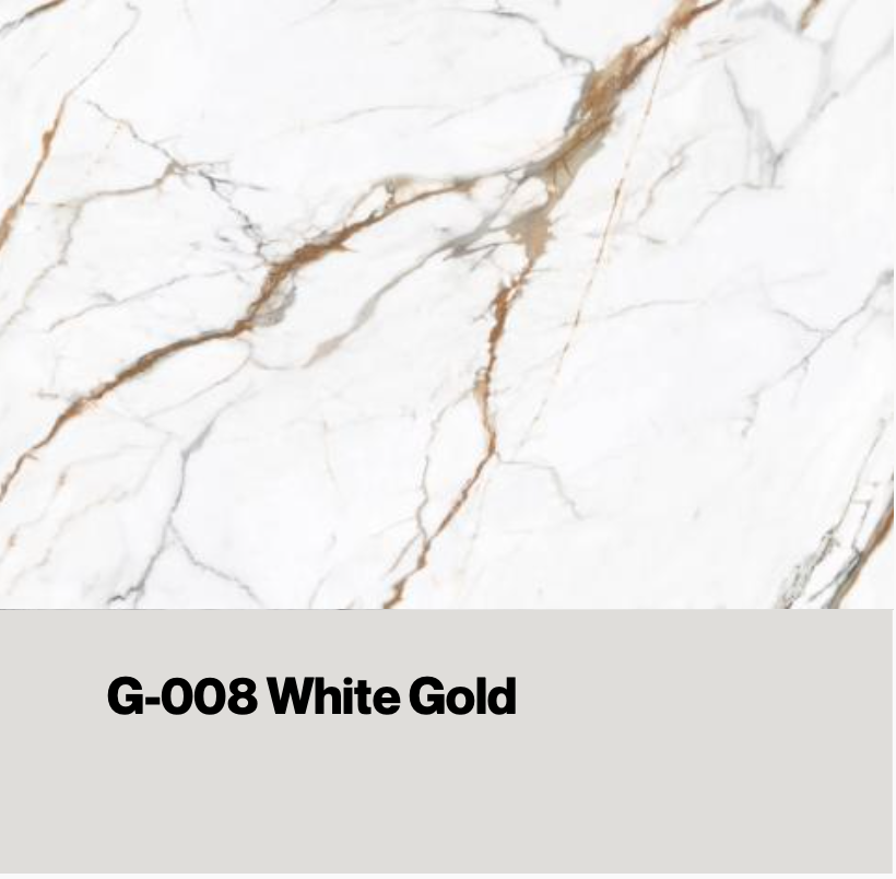 White marble pattern with striking gold and subtle grey veining. — eco wall panel finish, Vireo Homes