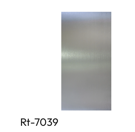 Silver brushed metallic finish with subtle horizontal texture and code — eco wall panel finish, Vireo Homes