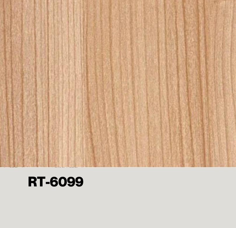 Natural light brown vertical wood grain laminate with code RT-6099. — eco wall panel finish, Vireo Homes