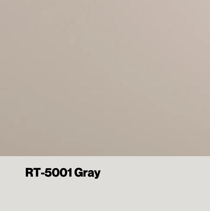 Light gray solid color swatch, smooth texture, product code RT-5001 Gray. — eco wall panel finish, Vireo Homes