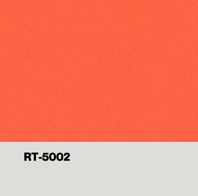 Bright orange solid color swatch with fine pebbled texture, product code — eco wall panel finish, Vireo Homes