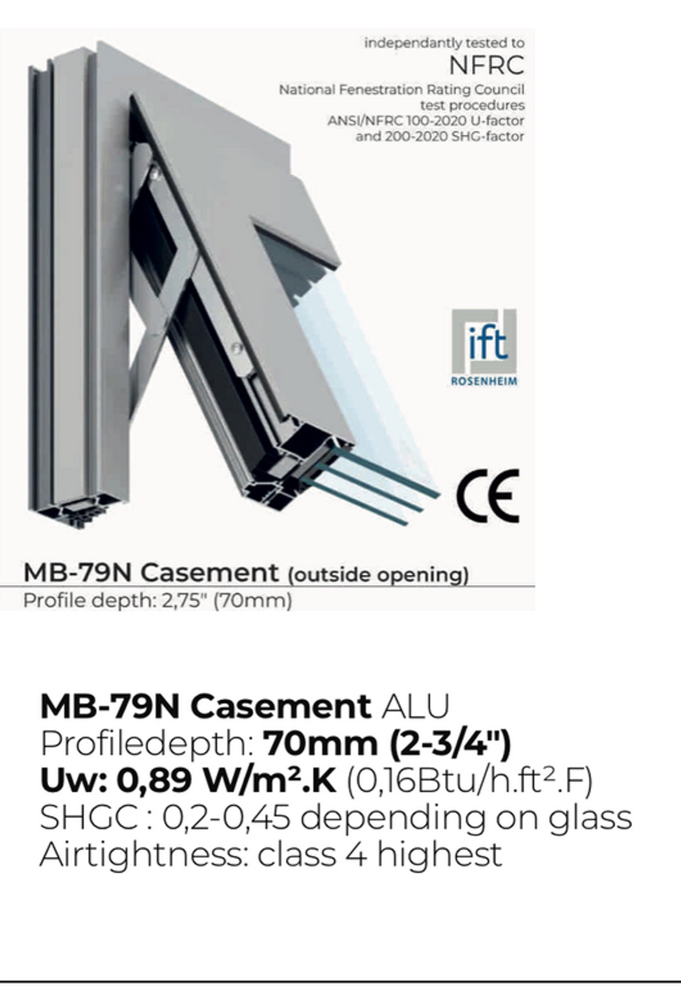 uPVC high-performance tilt-turn window — Uw from 0.80 W/m²·K — Vireo Homes Toronto